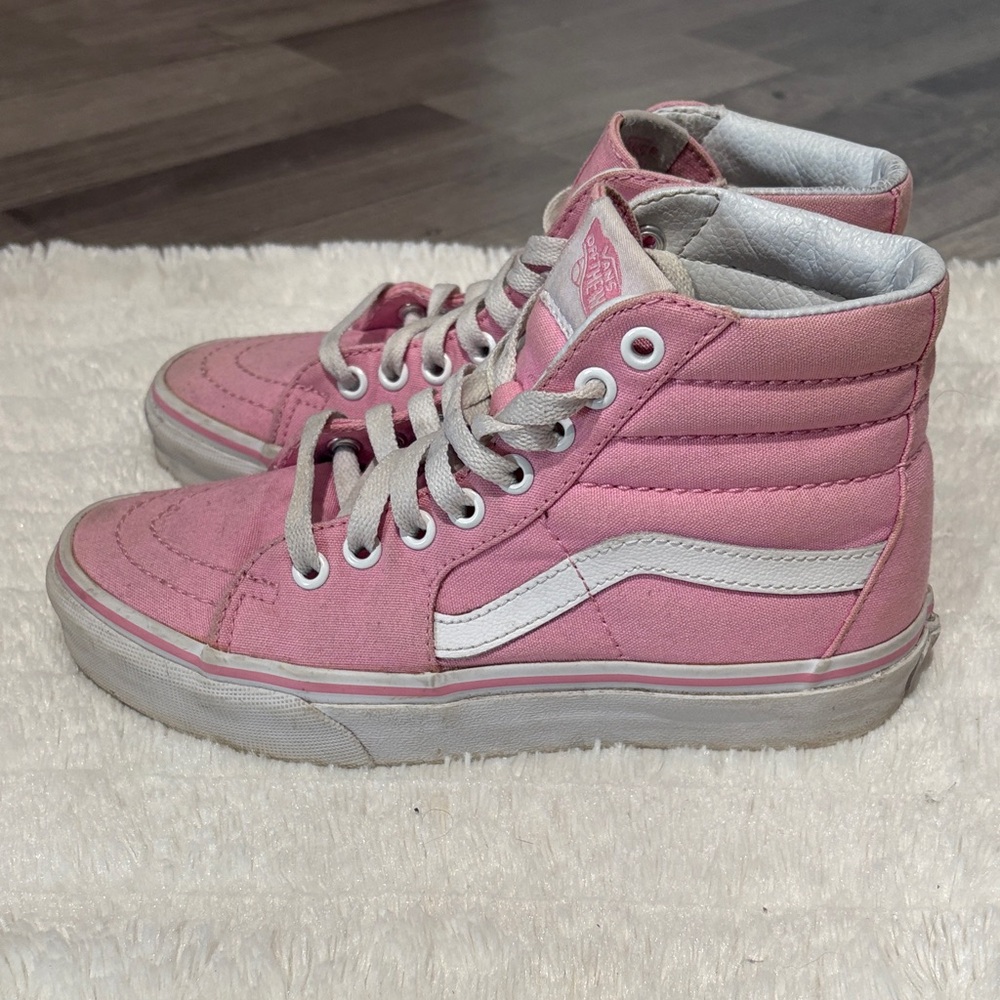 Vans Pink and White High-Top Sneakers - Picture 4 of 5
